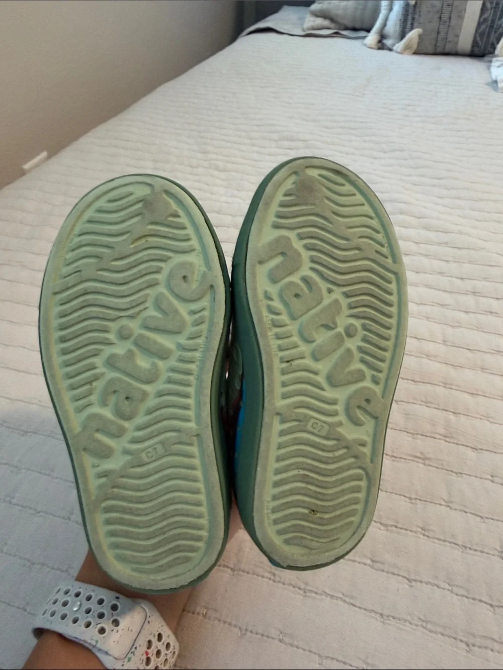 Native Kids Mint Green Slip-On Water Shoes with Multi-Color Back Panel